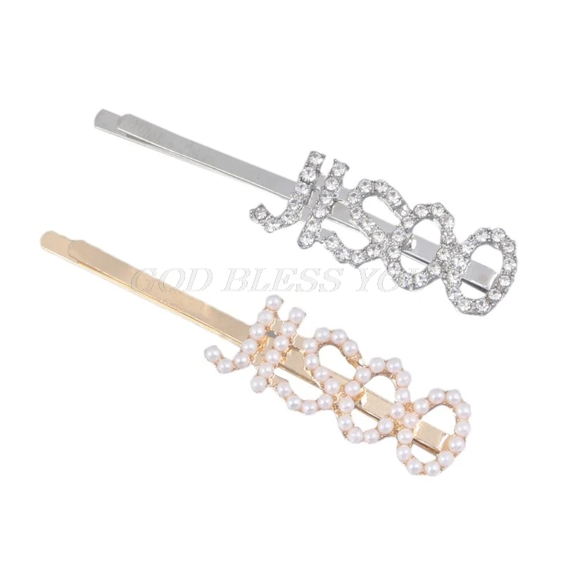I Женские металлические буквы Bobby Pins Kpop имя членов имитация жемчужины, горный хрусталь для волос зажим для поддержки болельщиков декоративные заколки - Цвет: I