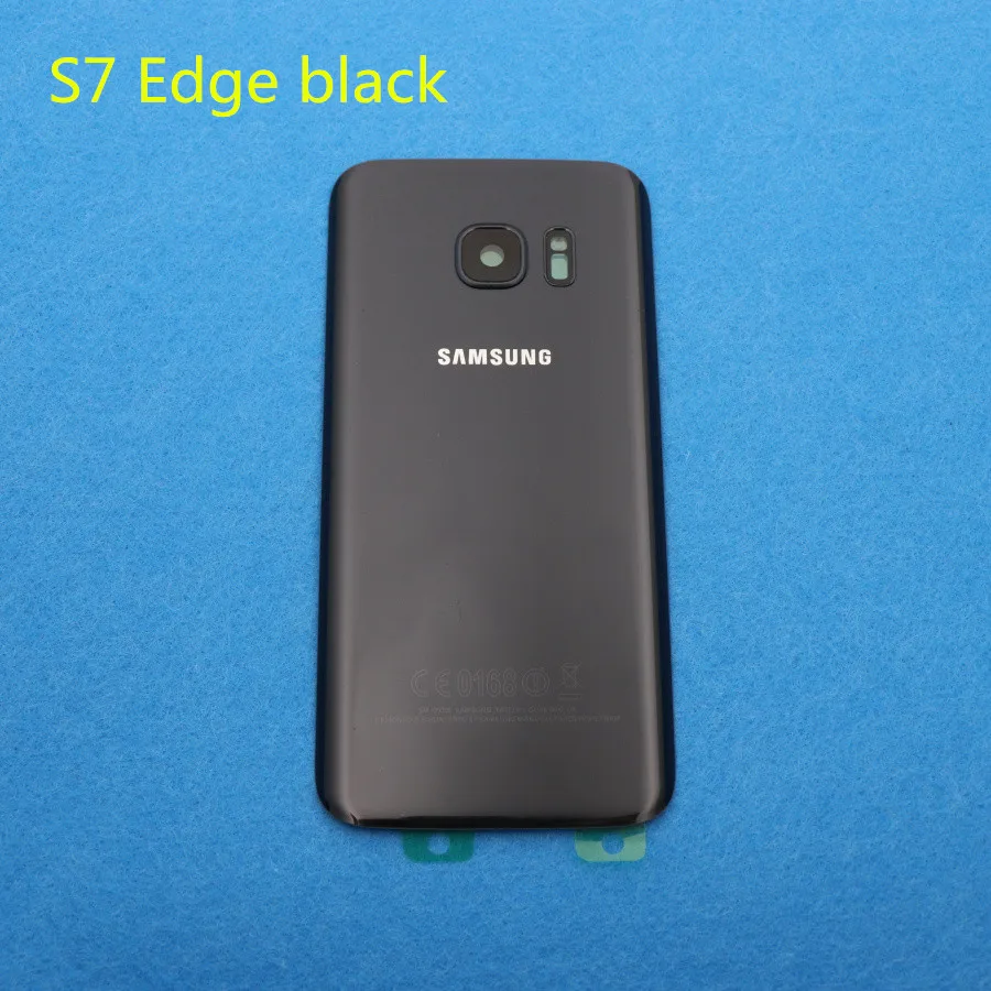 S7 Edge black Новая задняя панель стеклянная задняя крышка батарейного отсека для samsung Galaxy S7 G930 G930F G930FD S7 Edge G935 G935F G935FD+ наклейки объектив камеры - Цвет: S7 Edge black