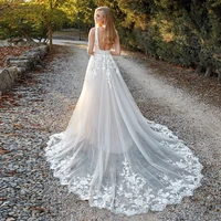 sexy backless aline wedding dresses gown appliques lace pleat sposa vestidos bridal party suit robe de mari%c3%a9e customised