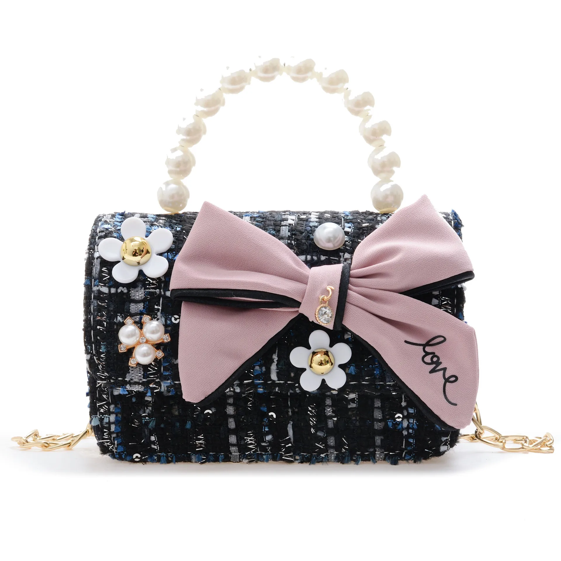 

Korean Style Kids Mini Purses and Handbags Cute Girls Princess Messenger Bag Little Girl Party Pearl Hand Bags Baby Purse Gift