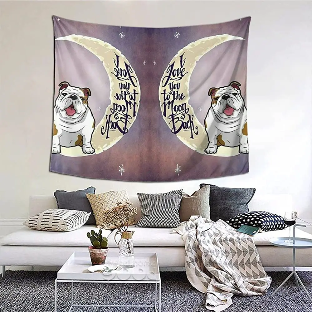 

English Bulldog Print Tapestry, Fashion Art Print Mural For Bedroom Living Room Dorm Home Decor 60x51 Inches