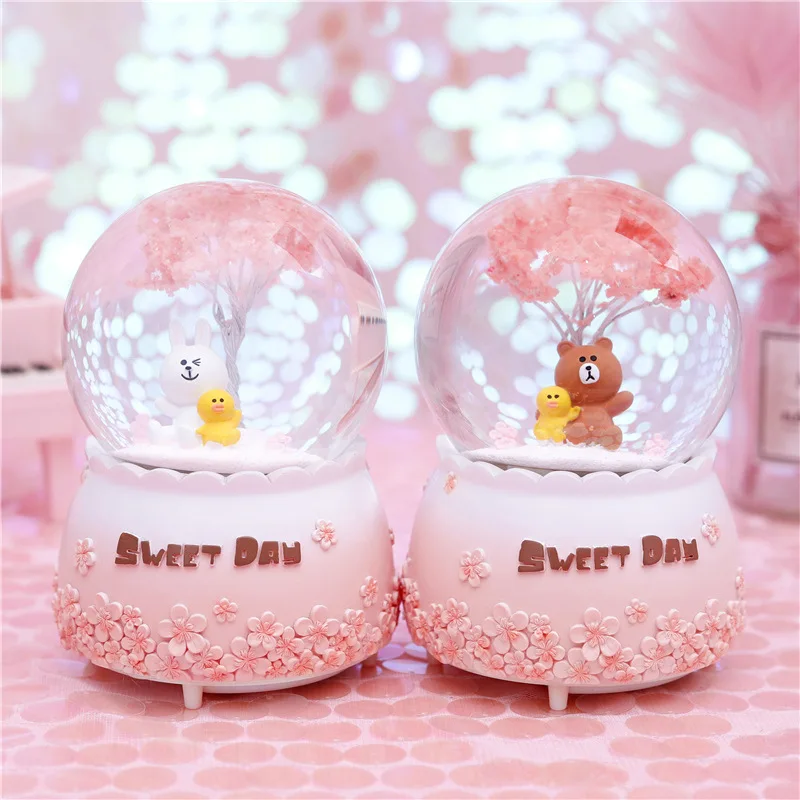 10*15 8 см снежное освещение Хрустальные Глобусы медведь стеклянная музыкальная