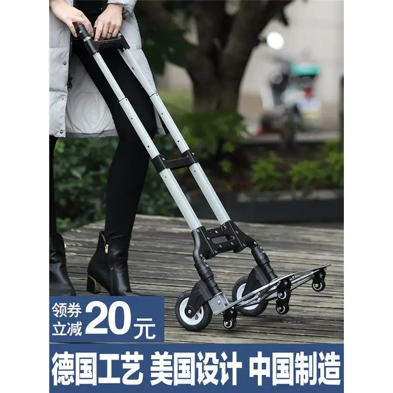 Stairs climbing Household Use Trolley Small Portable Folding Luggage Cart Trailer Trolley Cargo Trolley Grocery Shopping a6524