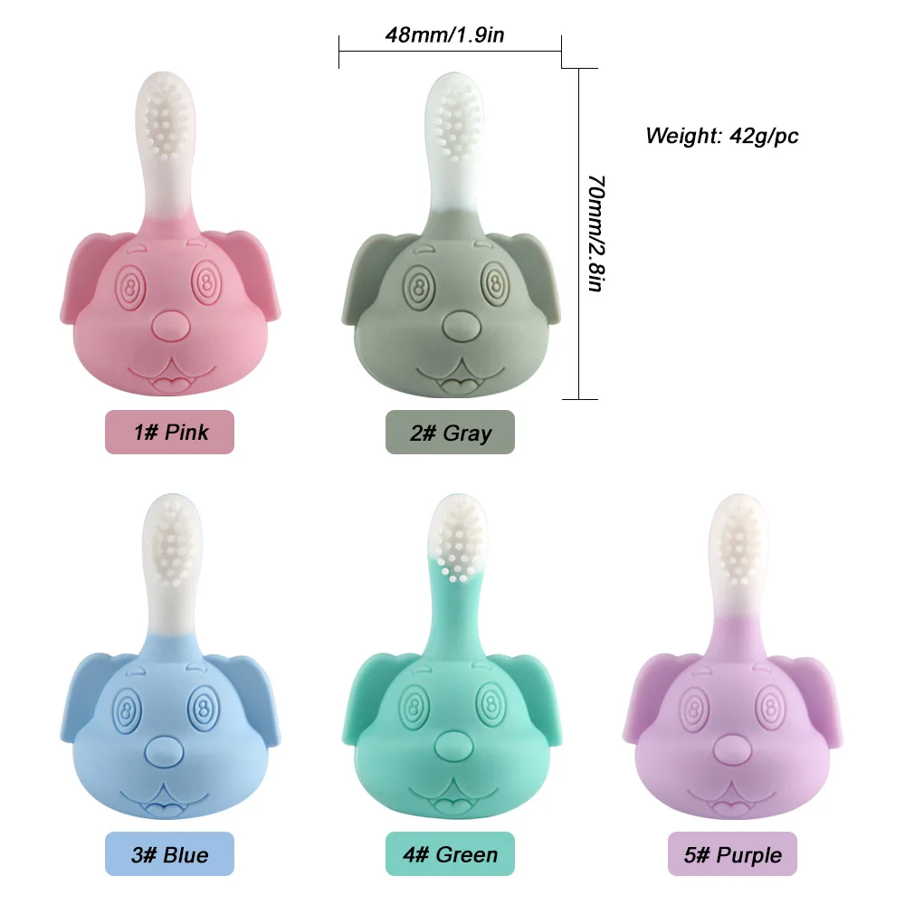 Juguetes mordedores para beb&eacute;, cepillo de dientes de silicona para perros, sin BPA, para el cuidado Dental, regalo de lactancia, 1 unidad-4