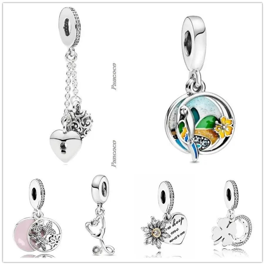 

Original 925 Sterling Silver Four-leaf Clover & The Horseshoe Lucky Day Pendant Beads Fit Pandora Bracelet & Necklace Jewelry