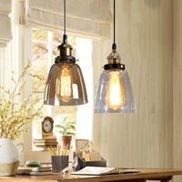 vintage e27 chandelier pendant light industrial retro loft glass ceiling lamp shade ac220v
