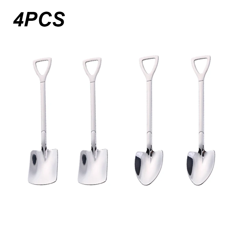 

4/8PCS Shovel Spoons Stainless Steel Coffee Spoon Creative TeaSpoons For coffee Ice cream Scoop Tableware Cutlery set