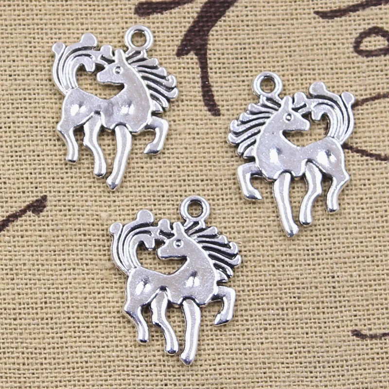 8 шт. Подвески Лошадь Единорог 23x19 мм античные серебряные цветные Изготовление DIY