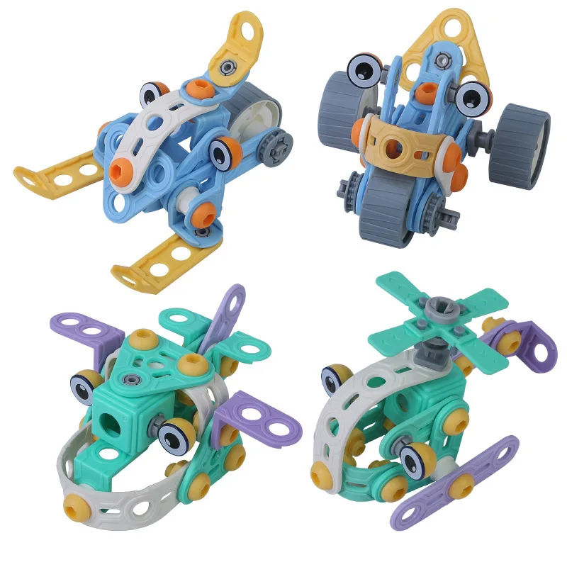 

DIY 3D Soft Screw Assembly Building Blocks Creative Cartoon Car Airplane Technic Model Toys For Children Boys Christmas Gifts