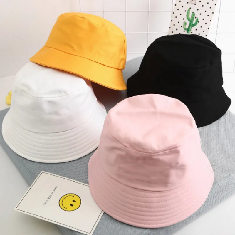 Детская шляпа без рисунка однотонная хлопковая от солнца с плоским верхом летняя