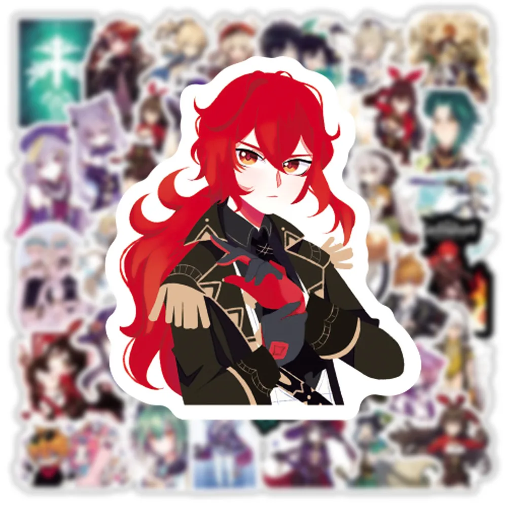 

10/50pcs Hot Game Genshin Impact Stickers Cartoon Open World Game Sticker For Laptop Motorcycle Skateboard Car Travel Case Phone