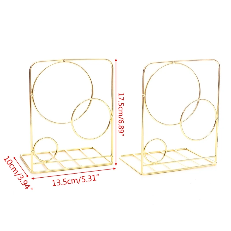 

2021 New 2pcs Round Metal Desktop Bookends Book Ends Support Stand Holder Shelf Bookrack