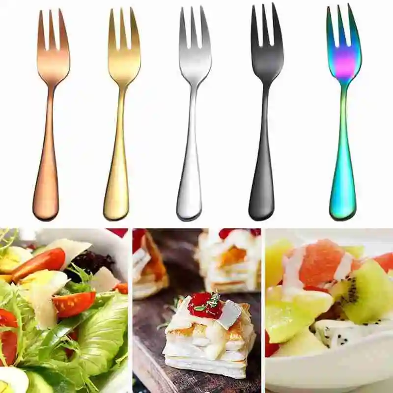

1 Piece Tea Fork, Steel Small Fork, Golden Fruit Fork, Dessert Fork, Cake Dessert, Black Salad Fork, Mini Cake Fork