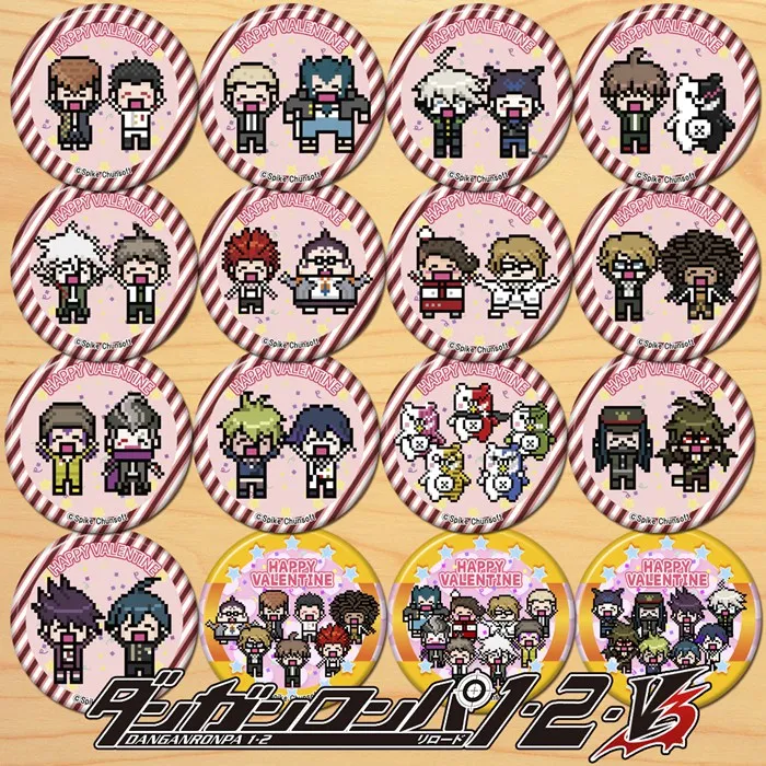 Anime Danganronpa Monokuma Hinata Hajime Nagito Komaeda Figure 8494 Badge Round Brooch Pin Gifts Kids Collection Toy