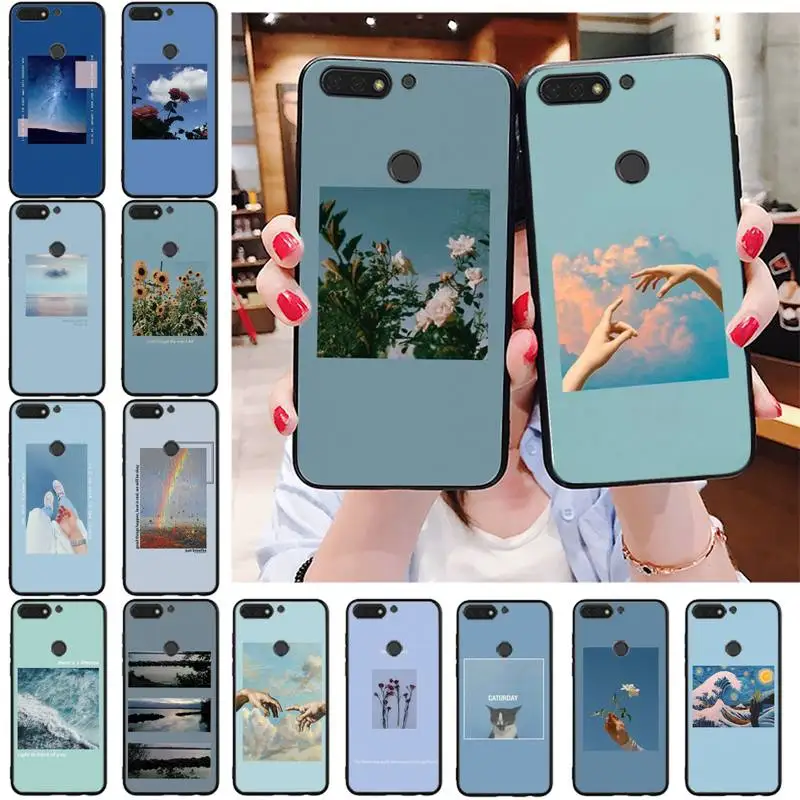

Blue Art Aesthetics Phone Case For Huawei Honor 7C 7A 8X 9X 8A 10i 20lite 10 10lite 20S 20 8C 7X 8S 7S 9A 10X lite