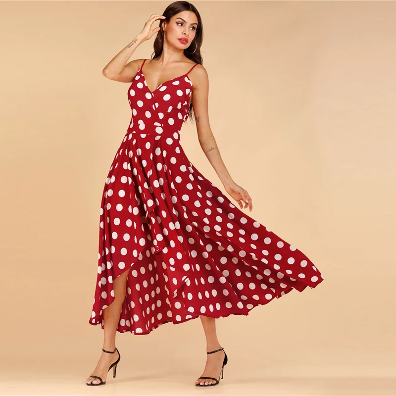 SHEIN сексуальное платье на бретельках с принтом в виде тюльпанов, женские платья без рукавов, летние платья с высокой талией