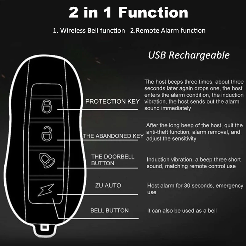 Usb Rechargeable Wireless Anti-Theft Vibration Motorcycle Bike Bicycle Security Lock Alarm With Remote Control | Спорт и развлечения