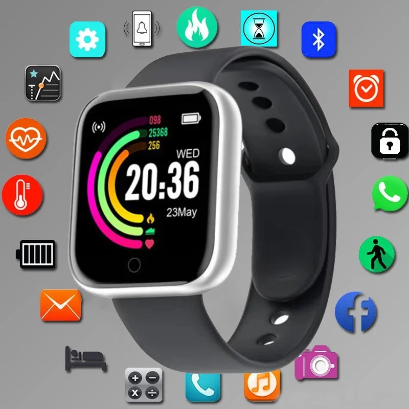 Reloj de pulsera de Fitness Y68 Color pantalla inteligente deporte pulsera de actividad rastreador
