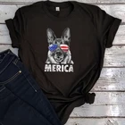 Немецкой овчарки 4th of July рубашка немецкой овчарки одежда для женщин 4th of July летние топы с изображением американского флага одежда в готическом стиле красного цвета