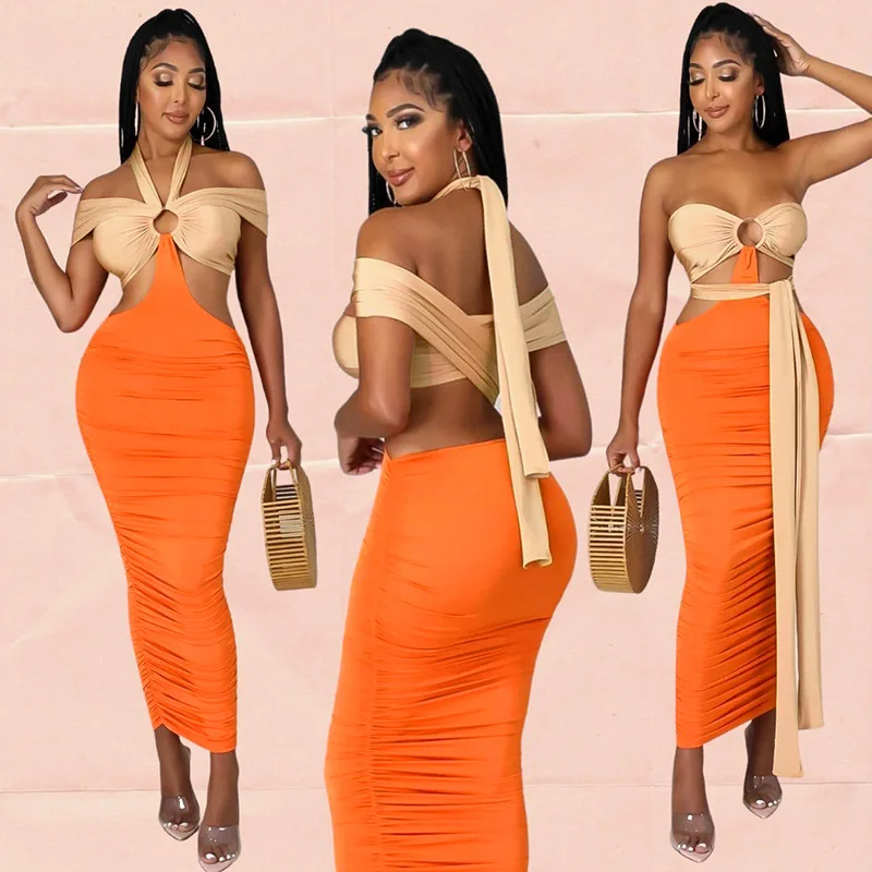 

Осенняя одежда, однотонное соблазнительное платье-футляр с вырезом лодочкой, вечерние платья макси для женщин, винтажная уличная одежда Y2k, ...