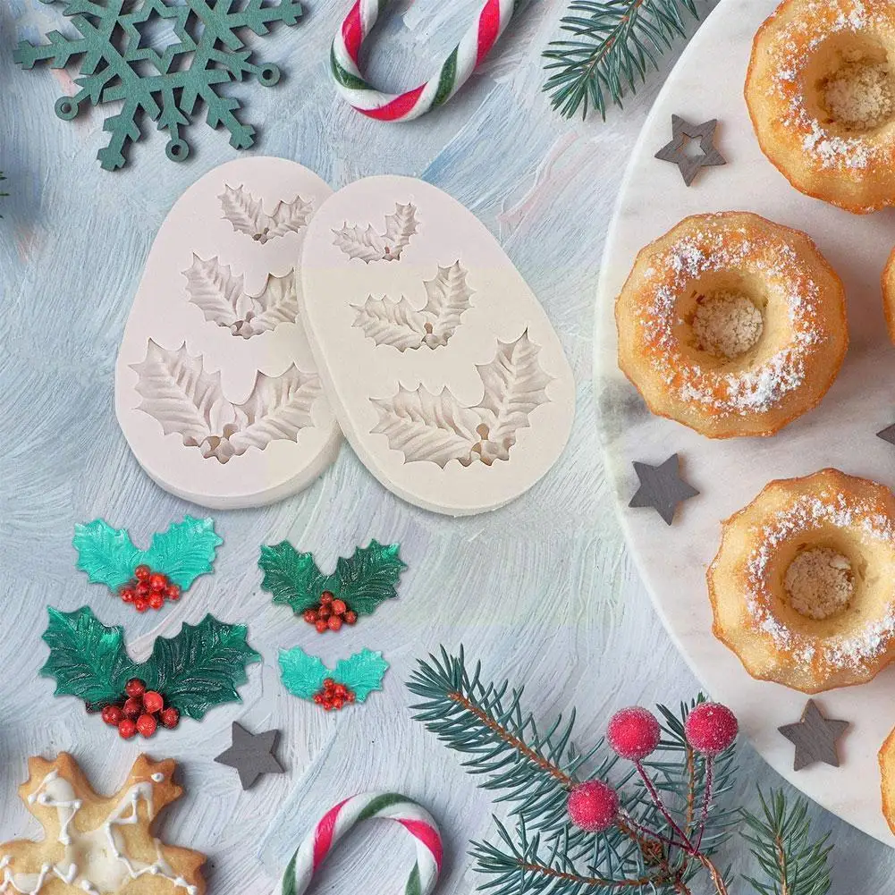 

Silicone Mold Christmas Holly Leaves Shape Cake Molds Pastry Chocolate Baking Jelly Candy Tools Decorating Mould Cake L8m4