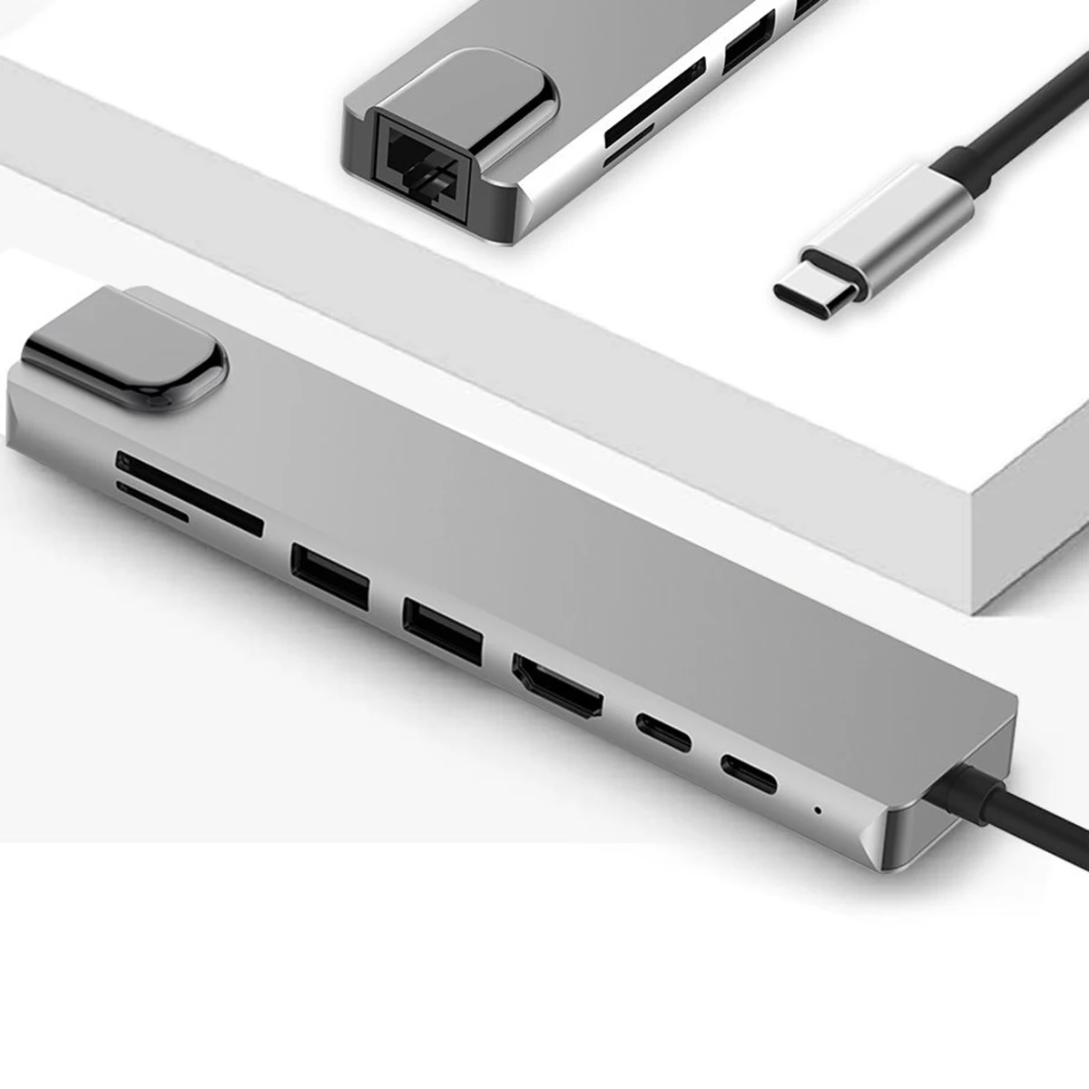 8 в 1 USB C концентратор тип c к HDMI 3 0 1000 Мбит/с RJ45 высокоскоростной TF кард ридер Plug And