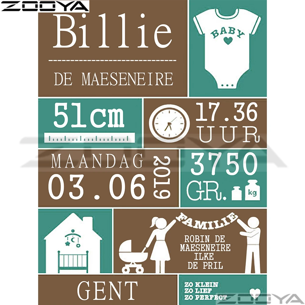 Алмазная живопись 5D с датой рождения ребенка фото на заказ алмазная вышивка