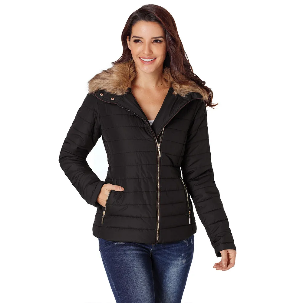 

Зимняя Новинка, Женская хлопковая одежда с длинными рукавами, куртка на молнии с двумя вставками, теплая куртка поколения 85117