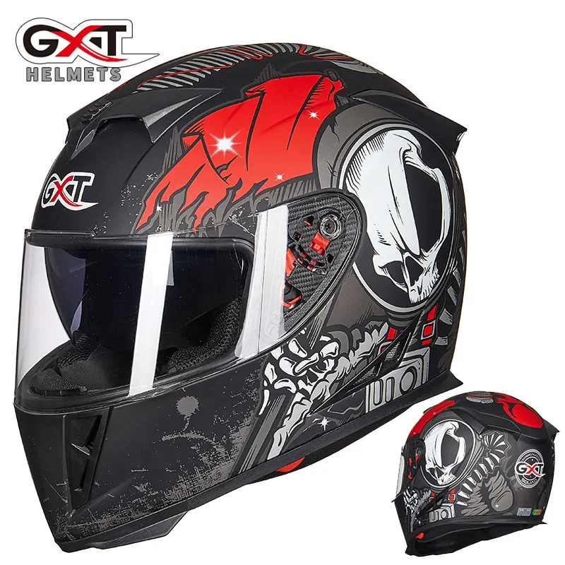 Мотоциклетный шлем на все лицо с двойной защитой Moto casco GXT 358 мотоциклетный для