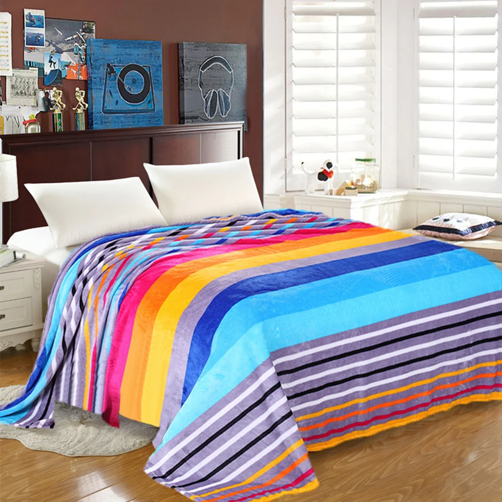 Coral Fleece Blanket on The Bed Home Adult Beautiful Color Warm Winter Sofa Travel Portable | Дом и сад