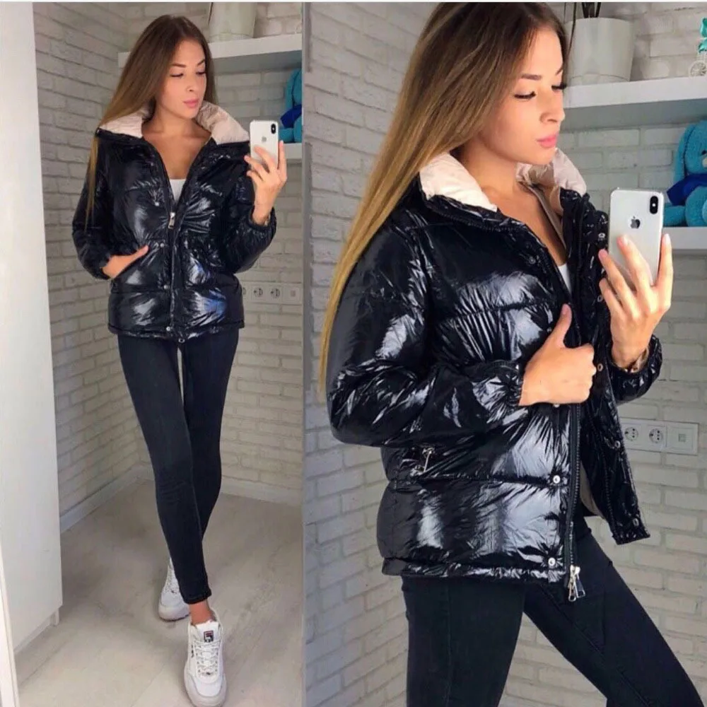 2020 пуховые парки женское глянцевое зимнее пальто водонепроницаемая куртка с