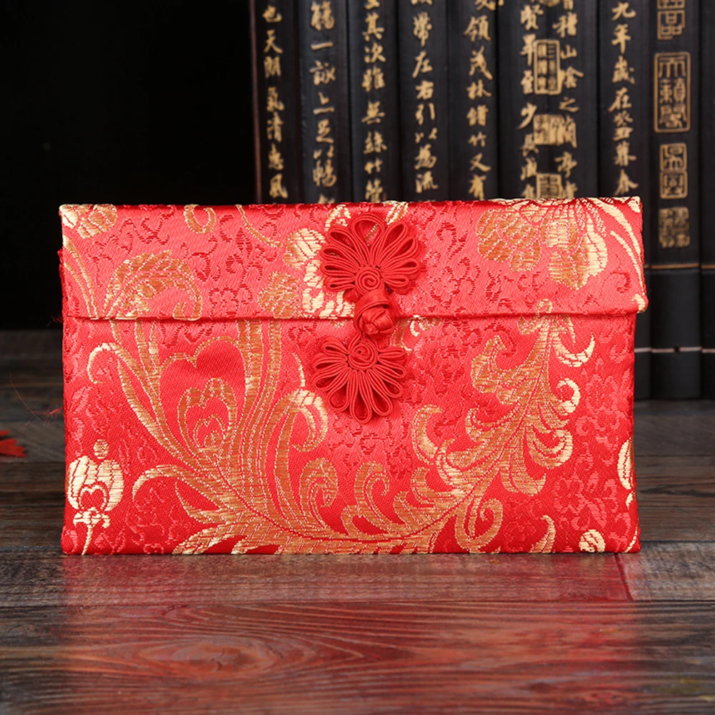 

1pc Silk Red Envelope Chinese New Year Gift Card Bag Satin Red Envelopes Wedding Red Packet Christmas Wedding Festival Supplies