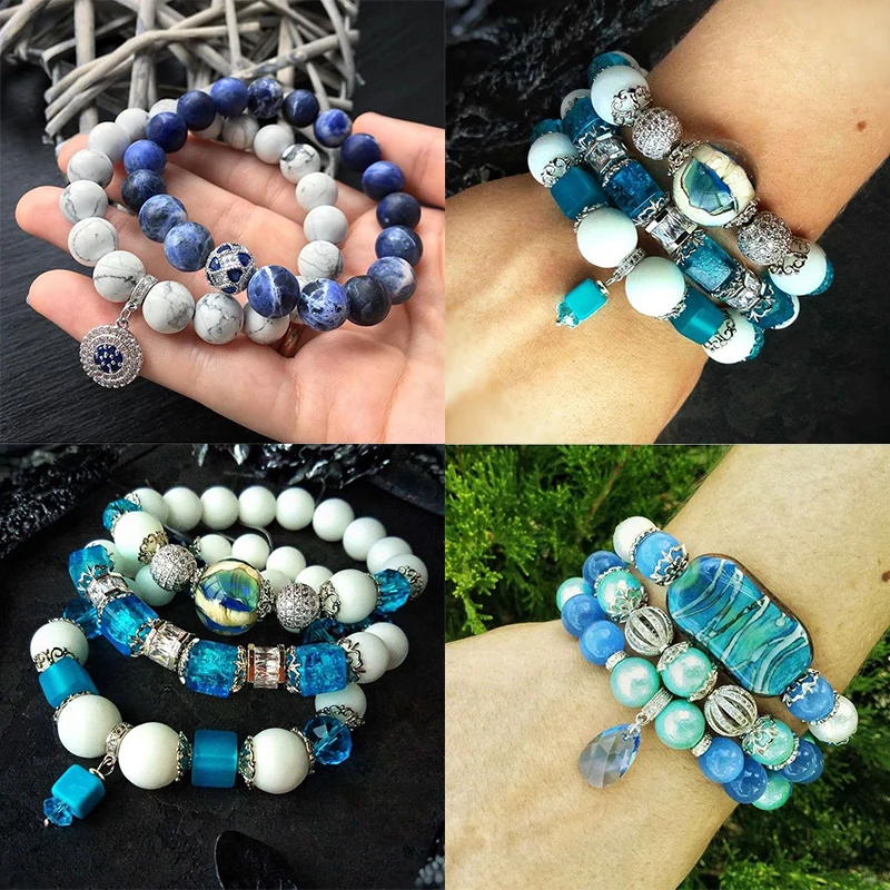 

Juya DIY Charm Bracelets Conponents Supplies Cubic Zirconia 8mm 9mm Bail Bead Spacers For Natural Stones Pearls Jewelry Making