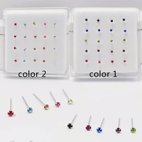20pcspack 925 sterling silver nose piercing 2 mm multicolor nose studs straight pin nostril jewelry