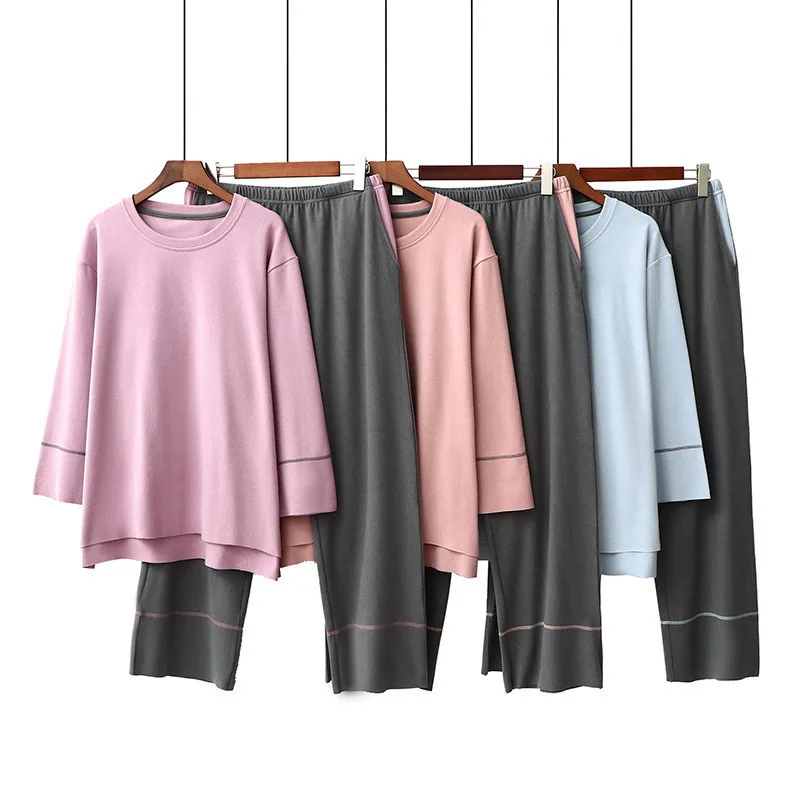 

Осенне-зимний женский пижамный комплект, теплая Домашняя одежда, свободная одежда для сна из 2 предметов, женская рубашка и штаны, Повседнев...