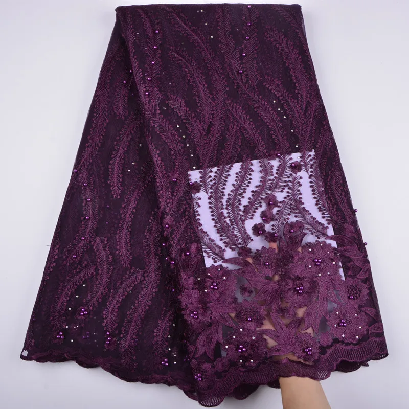 Новейшие нигерийские африканские сетчатые кружевные ткани с камнями