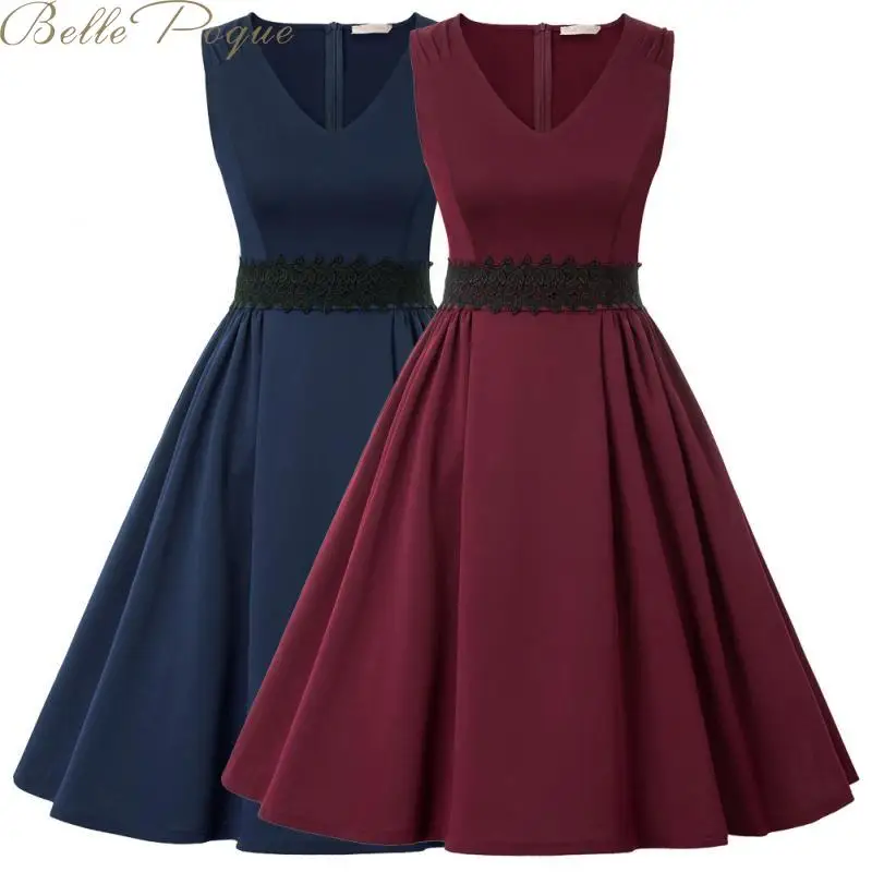 Belle poque винтажное стильное платье до колена на молнии модное без рукавов