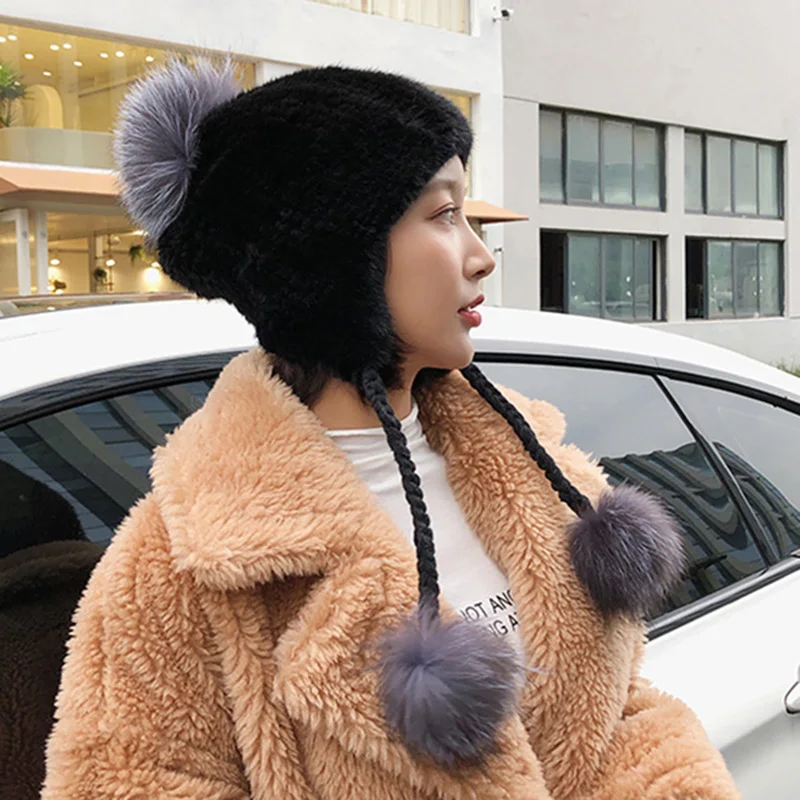 

Winter New Style Real Mink Fur Hats Women Fashion Fur Beanie Fox Fur Caps Keep Warm S7718