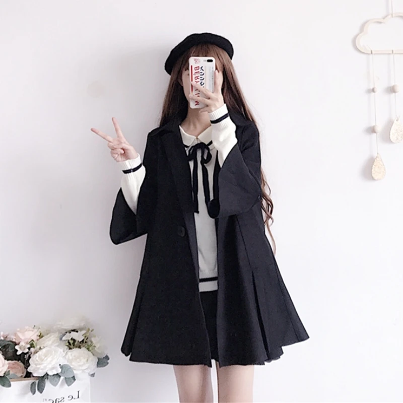 Женское шерстяное пальто пончо Свободное длинное трапециевидной формы в