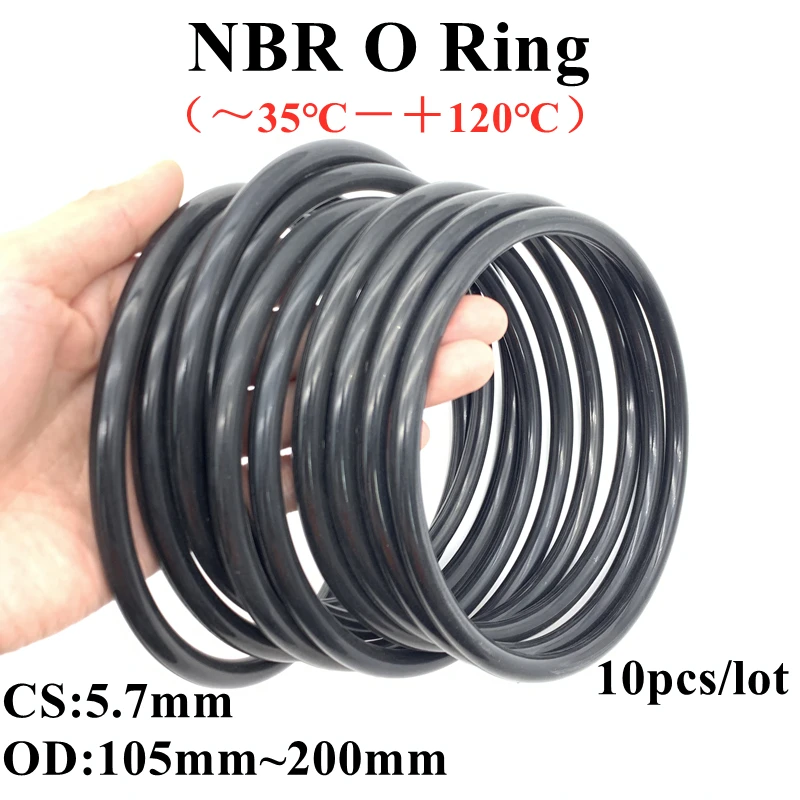 

Уплотнительное кольцо NBR, уплотнительная прокладка, толщина CS 5,7 мм, внешний диаметр 105 ~ 200 мм, нитриловая бутадиеновая резиновая прокладка, м...