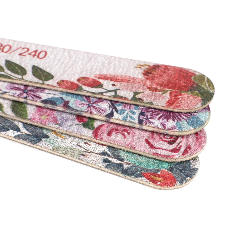 100pcs/Lot Straight Wooden Nail Files 100/180/240 Colorful Flower Printed Wood Stick Washable Sandpaper Buffer Emery Board | Красота и