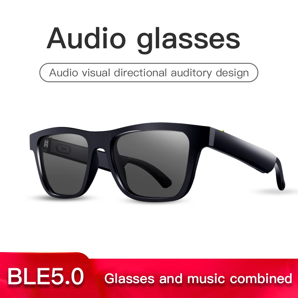 저렴한 하이 엔드 오디오 안경 골전도 스마트 헤드셋 땀 방지 무선 블루투스 핸즈프리 오픈 귀 편광 음악 선글라스, 선글라스 골전도