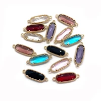 natural crystal pendant colorful oval double ring necklace bracelet charm diy handmade jewelry making jewelry accessories 5pcs