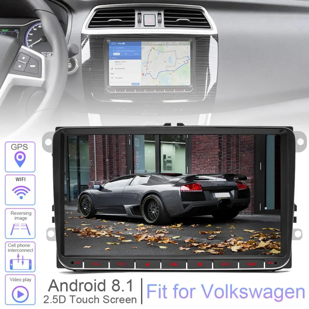 Автомобильный MP5 плеер 2 DIN 9 дюймов четырехъядерный процессор Android 8 1 GPS Navi