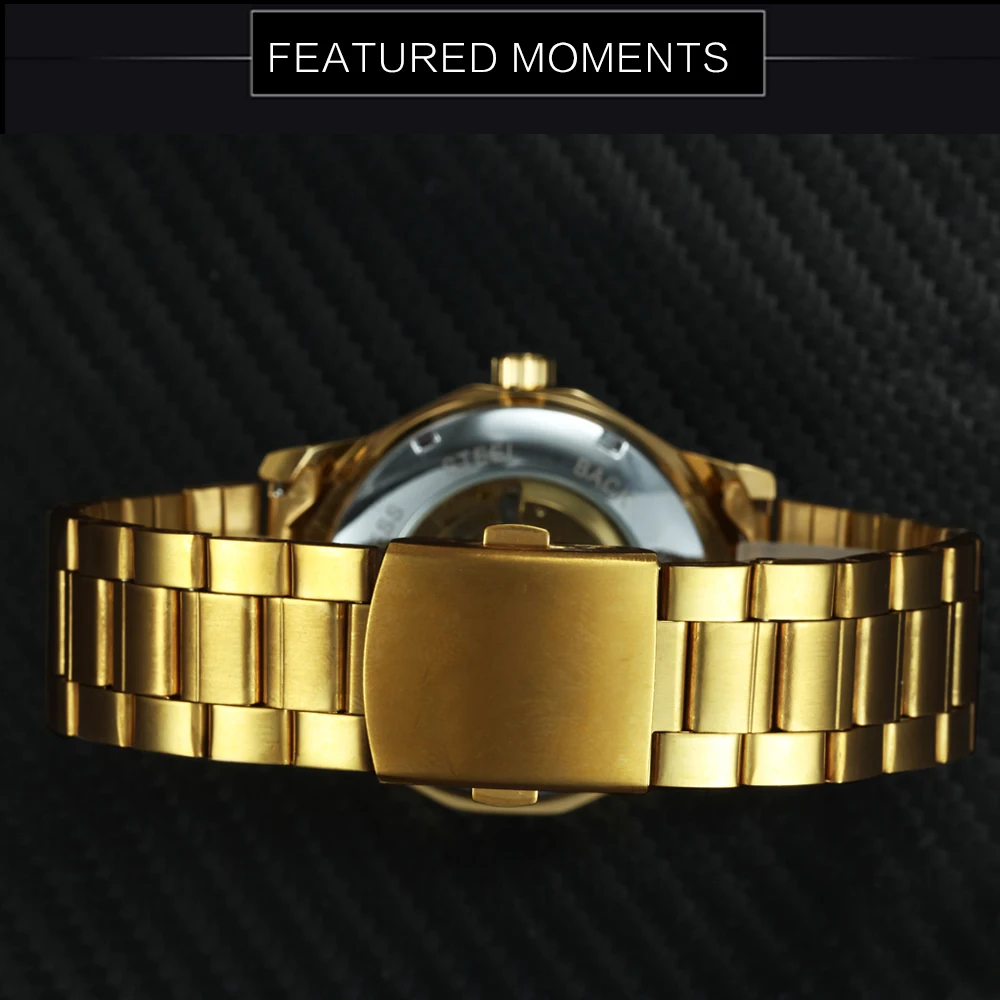 Мужские автоматические механические наручные часы WINNER с ремешком из нержавеющей