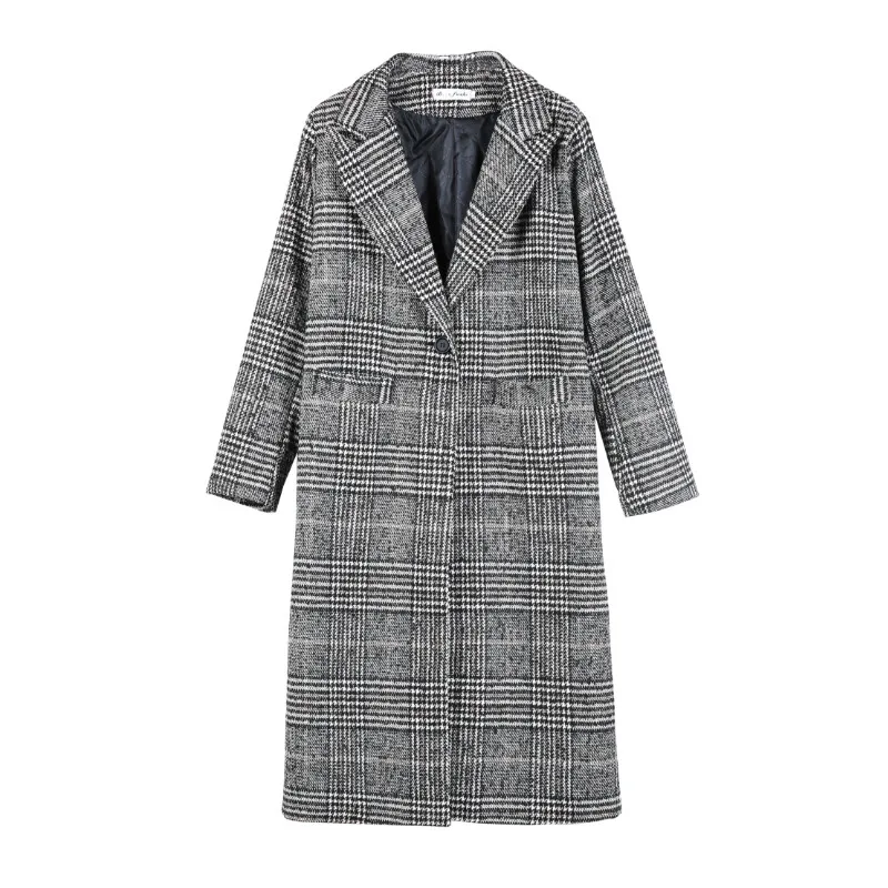 

Women's Slim Long Spring Fashion Plaid Winter Jackets Type Coat Female New Wool Autumn Outwear