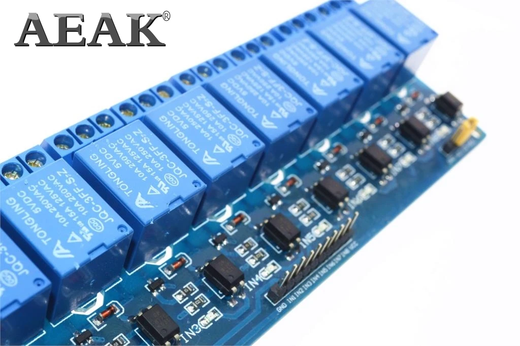 AEAK 8 канальное релейное строение модуль 5 В для arduino контрольная панель реле ПЛК в