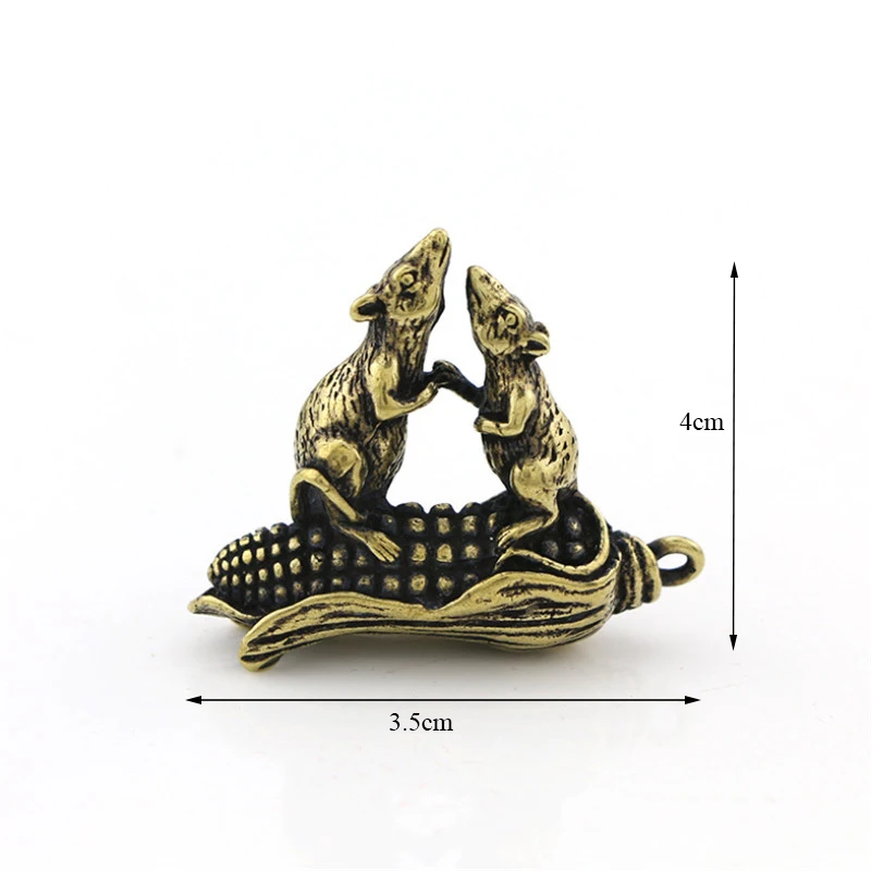 Медные статуэтки крыс фэн шуй орнамент в стиле ретро латунные миниатюрные брелки