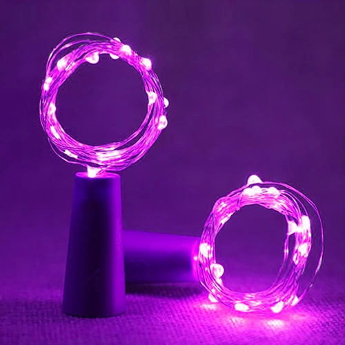 purple Новинка винная бутылка, светодиодный светильник, струны для наружного освещения, медный провод, огни для свадьбы, праздника, Рождества, Нового года, вечерние, Декор - Цвет: purple
