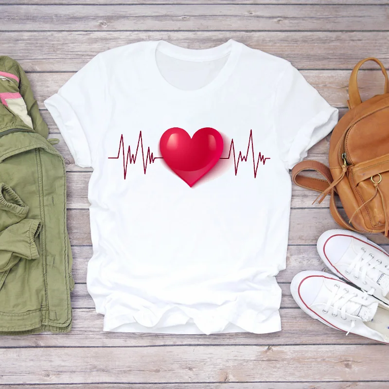 

Women 90s Love Valentine Summer Fall Fashion 90s Clothes Lady T-shirts Top Womens T Shirt Ladies Graphic Female Tee T-Shirt